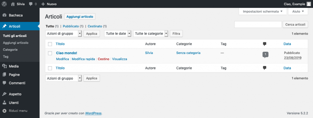 elenco articoli wordpress