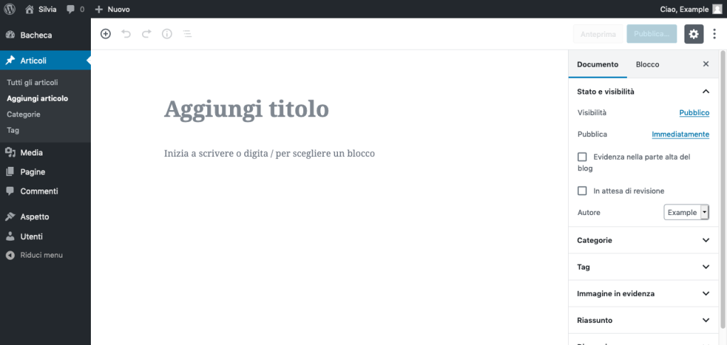 aggiungi articolo
